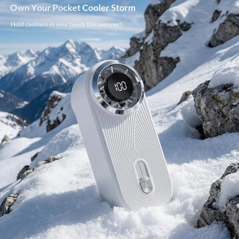 Y61 Mini Handheld Fan 10m / s High Speed 100-Level Turbine USB-C Rechargeable Portable Fan for Outdoor - White - 4