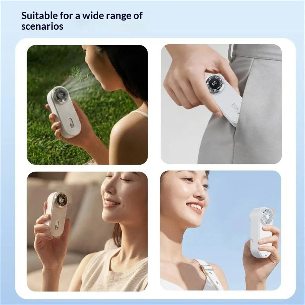 Y61 Mini Handheld Fan 10m / s High Speed 100-Level Turbine USB-C Rechargeable Portable Fan for Outdoor - White - 7