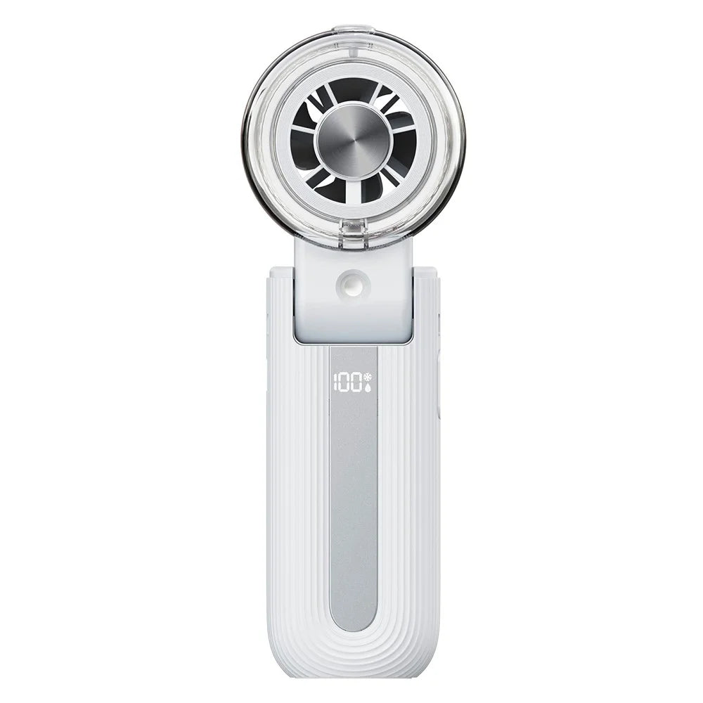 Y70 Foldable Ice Spray Fan 16°C Cooling Mist 3600mAh Portable Handheld Neck Desktop Fan for Summer Outdoor - White - 2