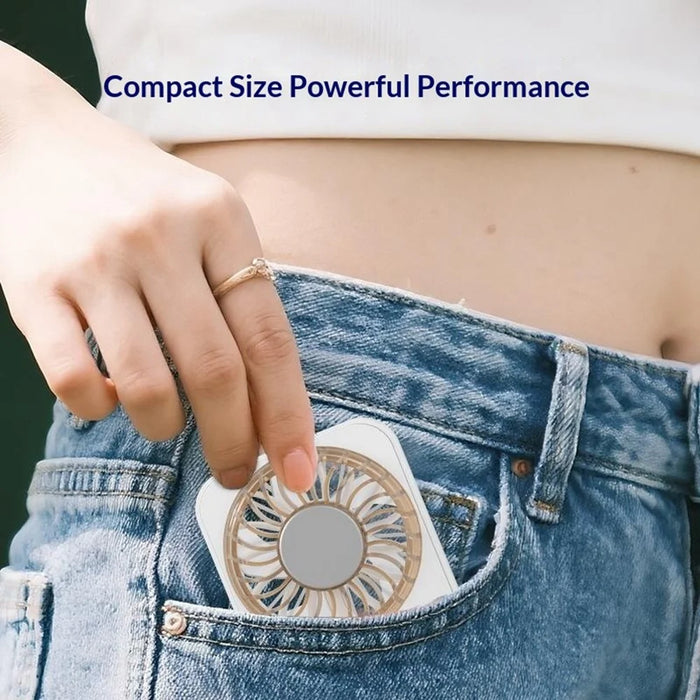X28 Ultra-Slim Card Design Cooling Fan Pocket Desktop Portable Handheld Mini Fan with Hand Strap - White - 3