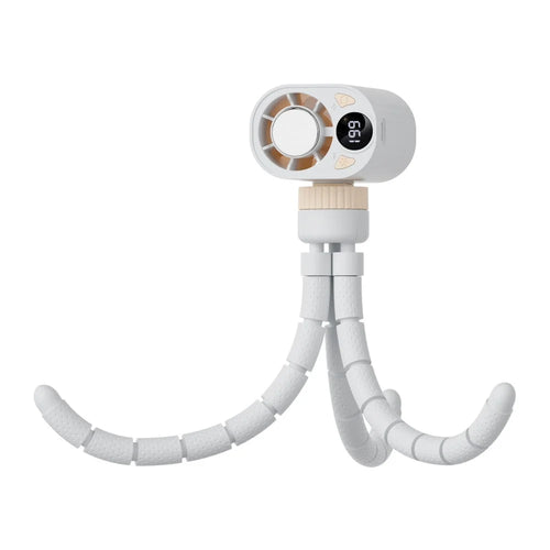X31 Octopus Tripod Fan Semiconductor Cooling Handheld Turbo Fan with Digital Display for Baby Stroller - White - 1
