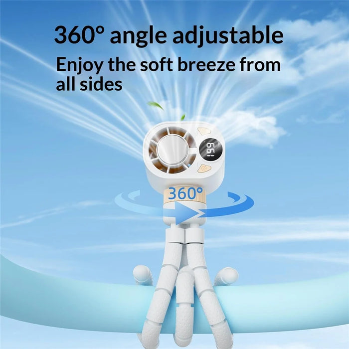 X31 Octopus Tripod Fan Semiconductor Cooling Handheld Turbo Fan with Digital Display for Baby Stroller - White - 4