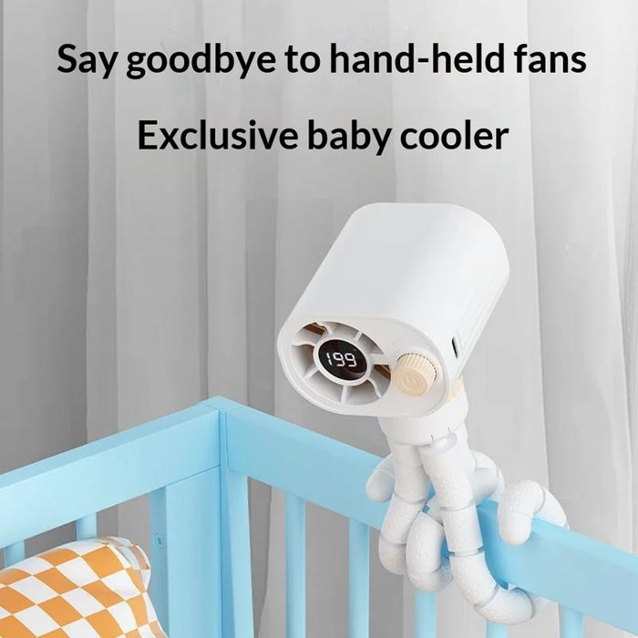 X31 Octopus Tripod Fan Semiconductor Cooling Handheld Turbo Fan with Digital Display for Baby Stroller - White - 5