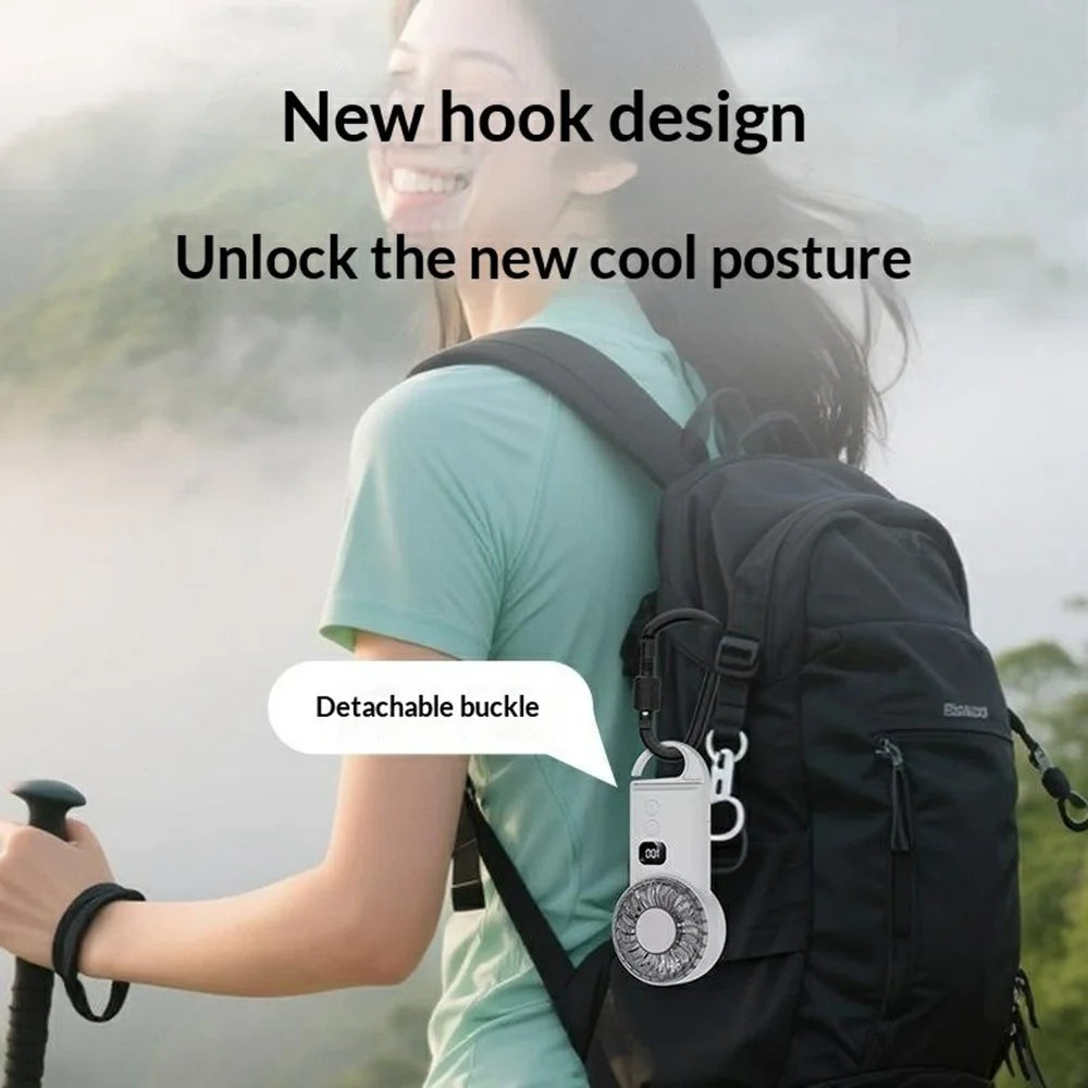 X33 Portable Handheld Fan Semiconductor Cooling 1800mAh LED Display Desktop Mini Fan with Hook - White - 2