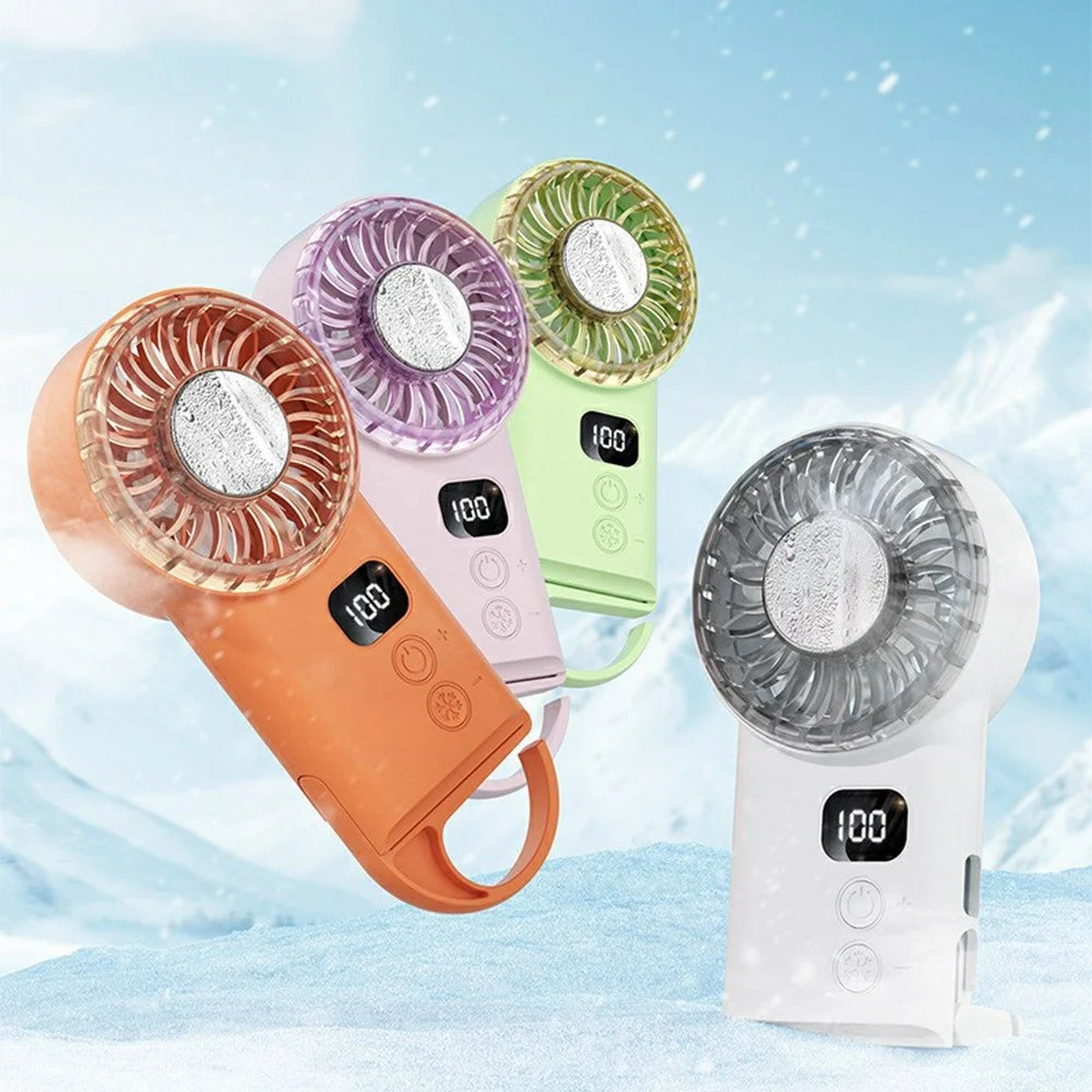 X33 Portable Handheld Fan Semiconductor Cooling 1800mAh LED Display Desktop Mini Fan with Hook - White - 5