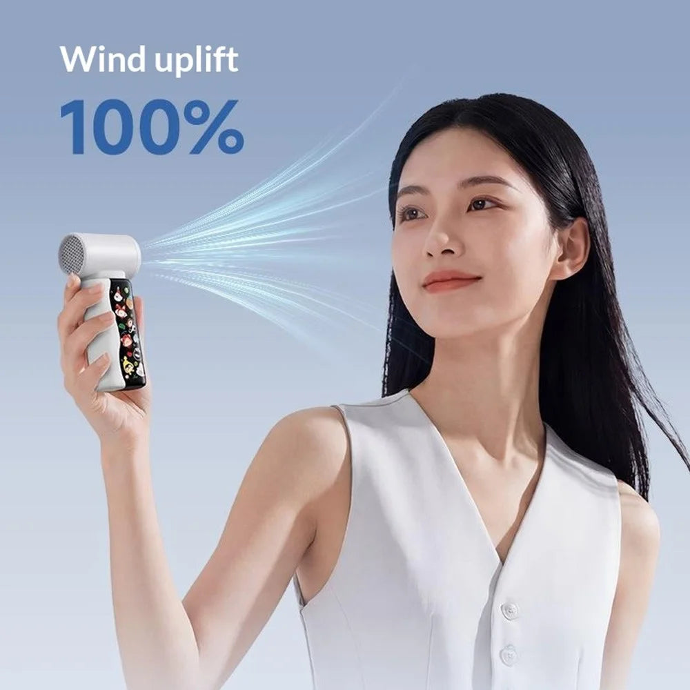 M126 Mini Handheld Fan Colorful Curved Screen Portable 18000RPM High Speed Turbine Pocket Fan - White - 2