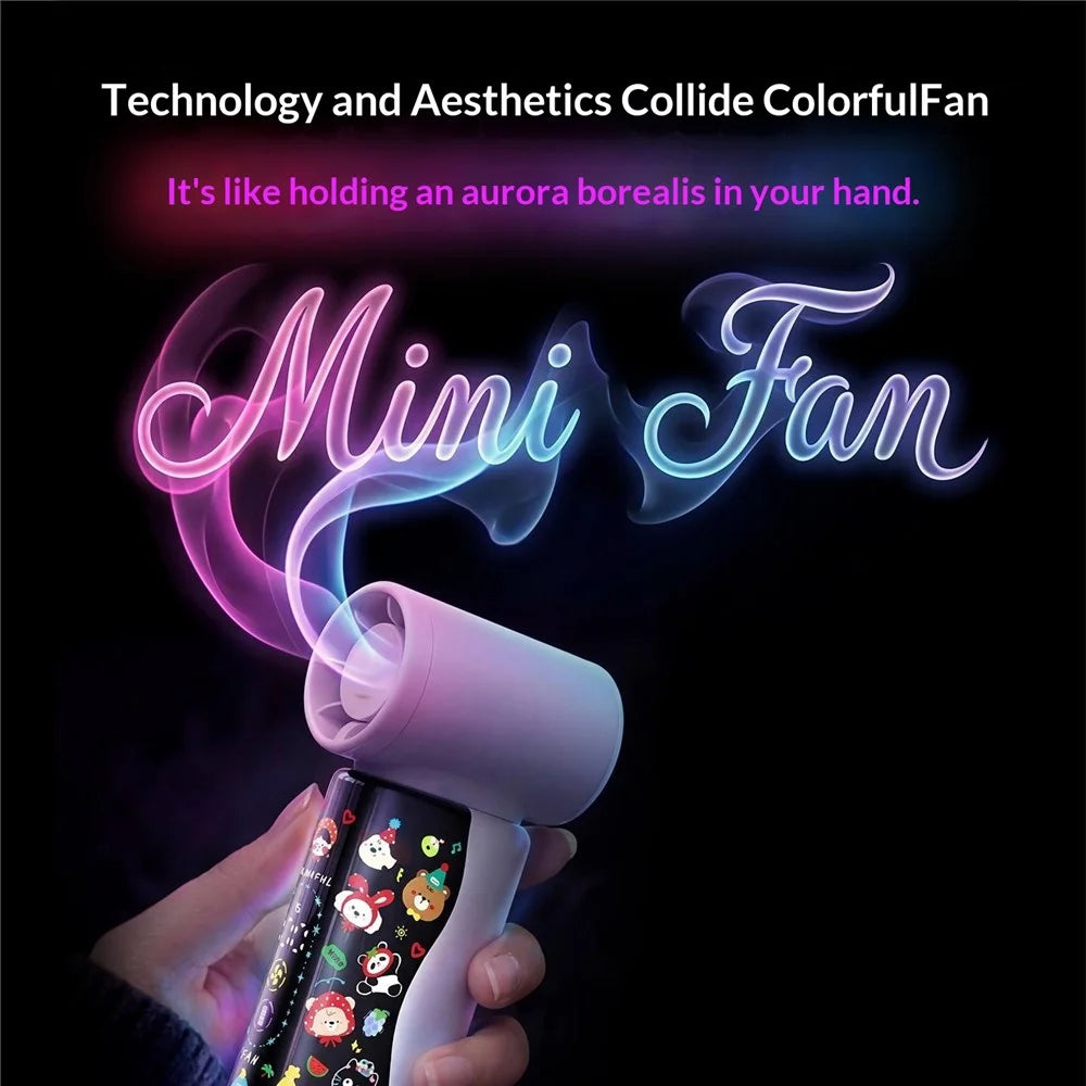 M126 Mini Handheld Fan Colorful Curved Screen Portable 18000RPM High Speed Turbine Pocket Fan - White - 4