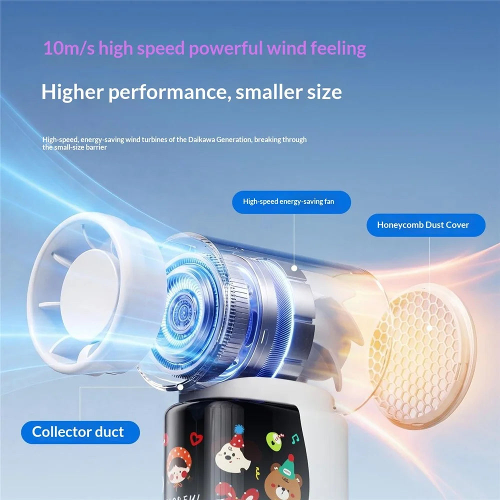 M126 Mini Handheld Fan Colorful Curved Screen Portable 18000RPM High Speed Turbine Pocket Fan - White - 5
