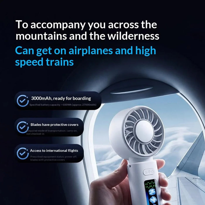 M814 Handheld Folding Fan 3000mAh Dual TEC Cooling Dynamic Screen Portable Neck Hanging Desktop Fan for Summer - White - 2
