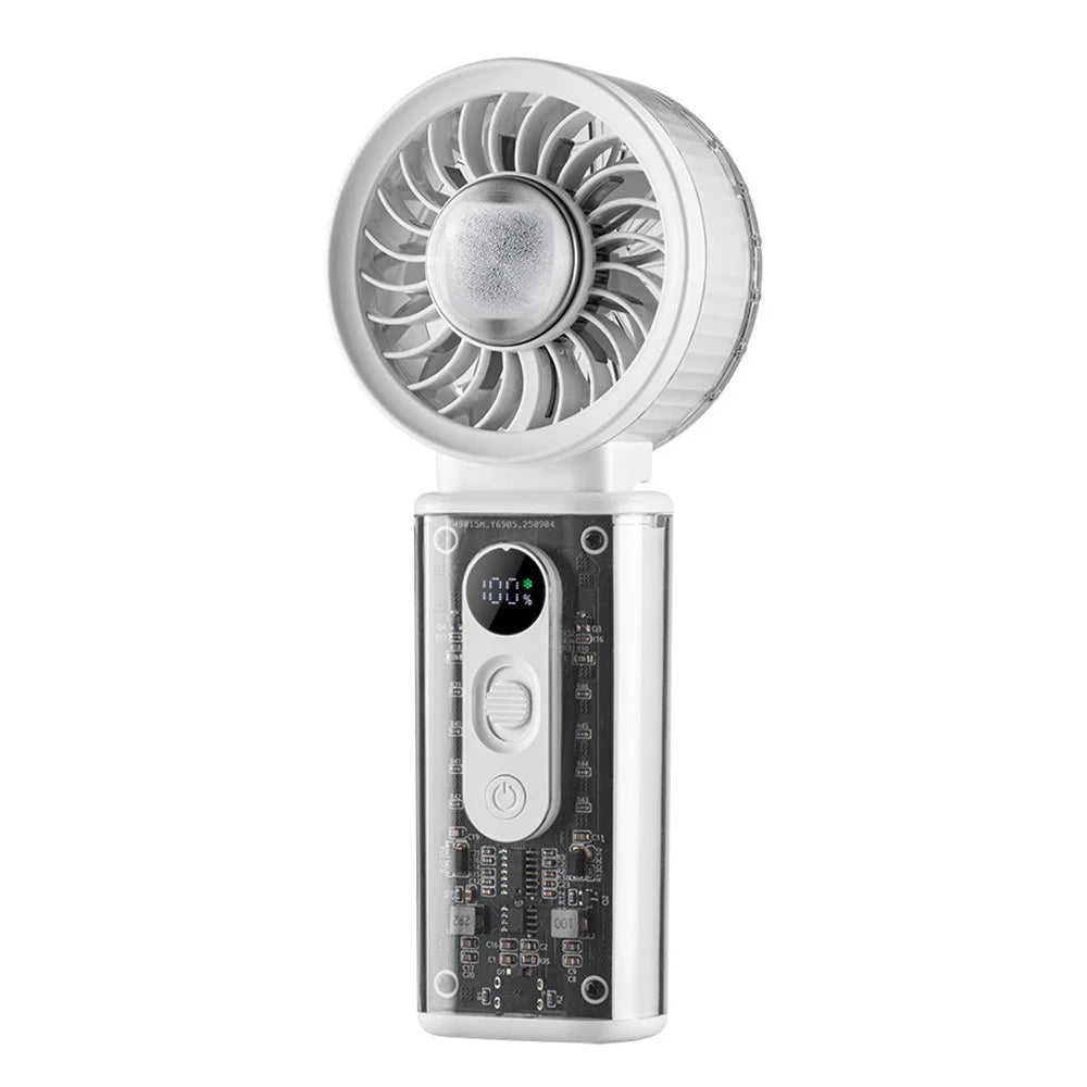 H06 Transparent Folding Handheld Neck Hanging Fan 3600mAh Semiconductor Cooling Portable Desktop Fan - White - 1