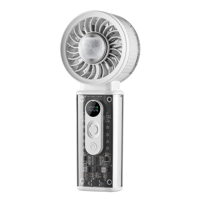 H06 Transparent Folding Handheld Neck Hanging Fan 3600mAh Semiconductor Cooling Portable Desktop Fan - White - 1