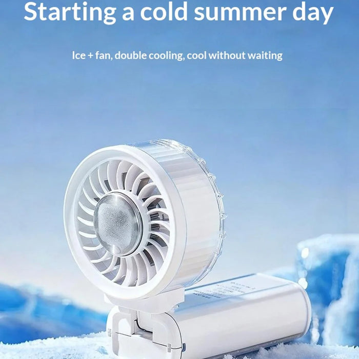 H06 Transparent Folding Handheld Neck Hanging Fan 3600mAh Semiconductor Cooling Portable Desktop Fan - White - 2