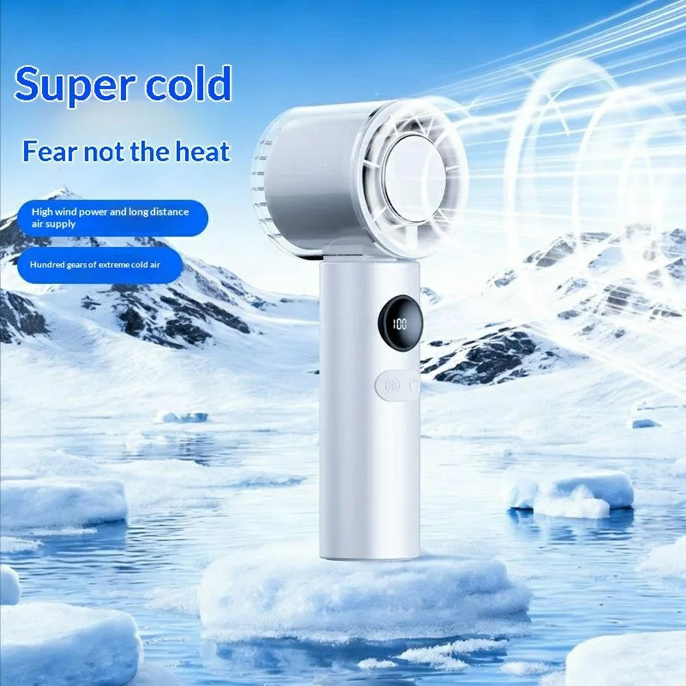 H26 Handheld Fan Semiconductor Cooling 3000mAh 100-Speed Foldable Portable Neck Hanging Desktop Fan with LED Display - Champagne Gold - 5