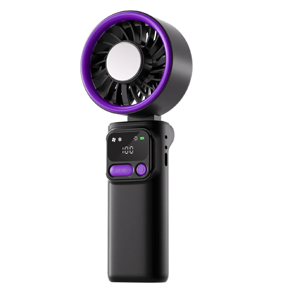 K822 Portable Handheld Fan Semiconductor Cooling 3-Speed Foldable Mini Electric Fan with Smart Digital Display - Grey - 1