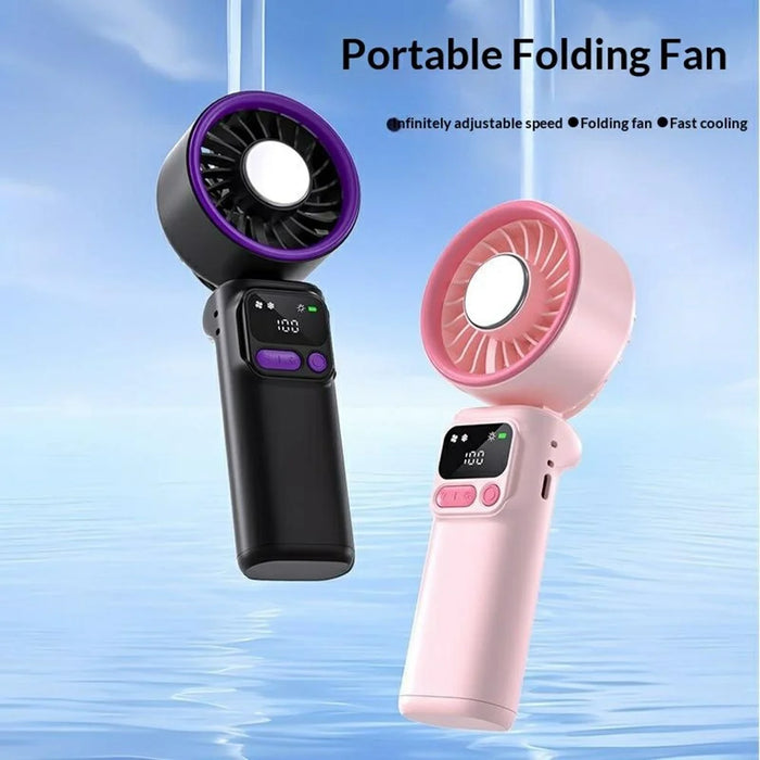 K822 Portable Handheld Fan Semiconductor Cooling 3-Speed Foldable Mini Electric Fan with Smart Digital Display - Grey - 2