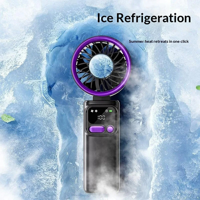 K822 Portable Handheld Fan Semiconductor Cooling 3-Speed Foldable Mini Electric Fan with Smart Digital Display - Grey - 4