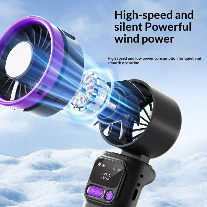 K822 Portable Handheld Fan Semiconductor Cooling 3-Speed Foldable Mini Electric Fan with Smart Digital Display - Grey - 5