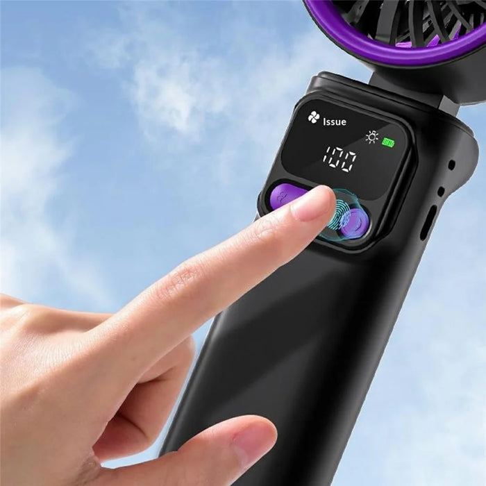 K822 Portable Handheld Fan Semiconductor Cooling 3-Speed Foldable Mini Electric Fan with Smart Digital Display - Grey - 6