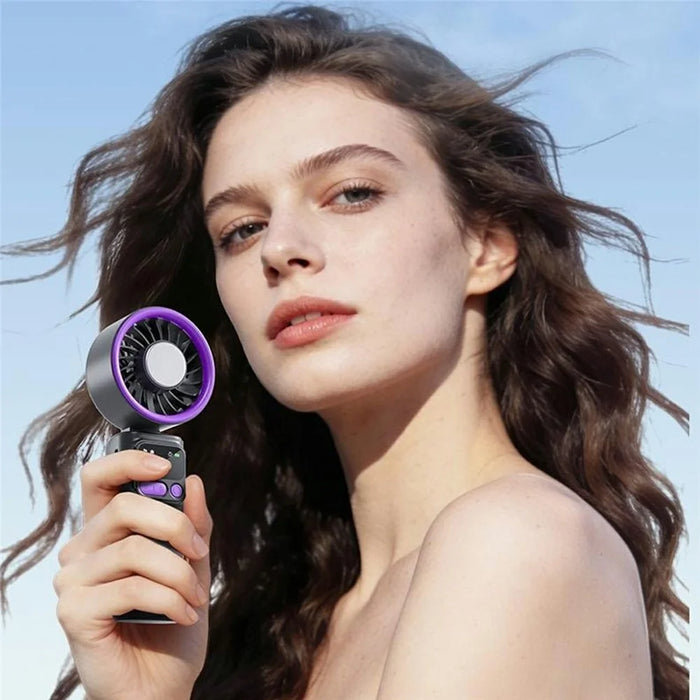 K822 Portable Handheld Fan Semiconductor Cooling 3-Speed Foldable Mini Electric Fan with Smart Digital Display - Grey - 7