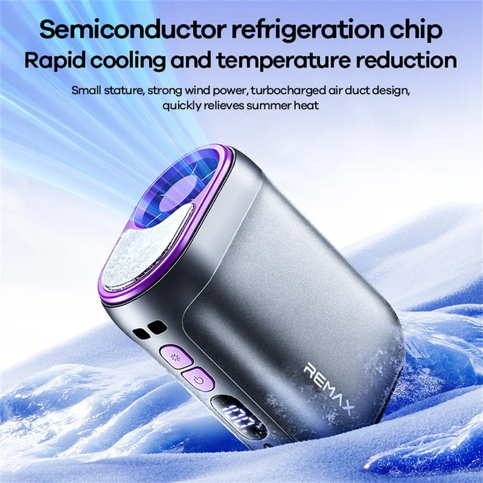REMAX RS-GF07 Semiconductor Cooling Waist Fan 3000mAh 100-Speed Neck Hanging Portable Fan for Outdoor - Tarnish - 4