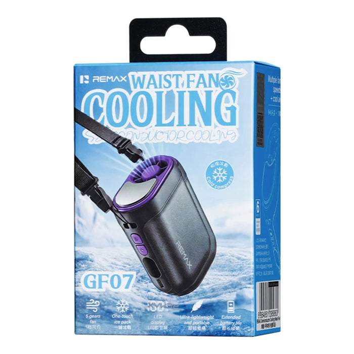 REMAX RS-GF07 Semiconductor Cooling Waist Fan 3000mAh 100-Speed Neck Hanging Portable Fan for Outdoor - Tarnish - 7