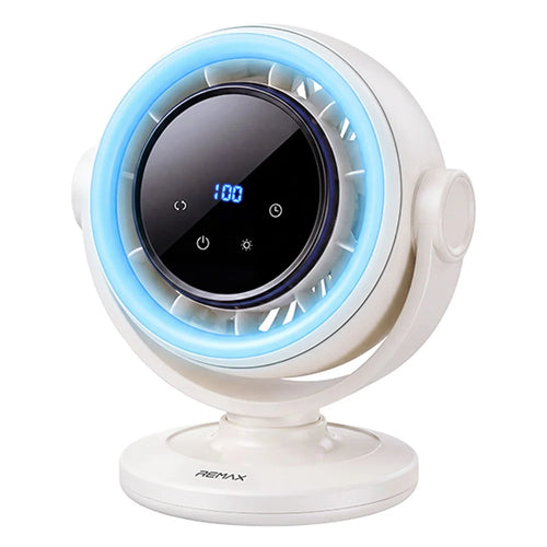 REMAX RS-ZF26 Star Ring RGB Light Fan 3600mAh 100-Level Stepless Adjustment Auto Oscillation Desktop Fan - Beige - 1