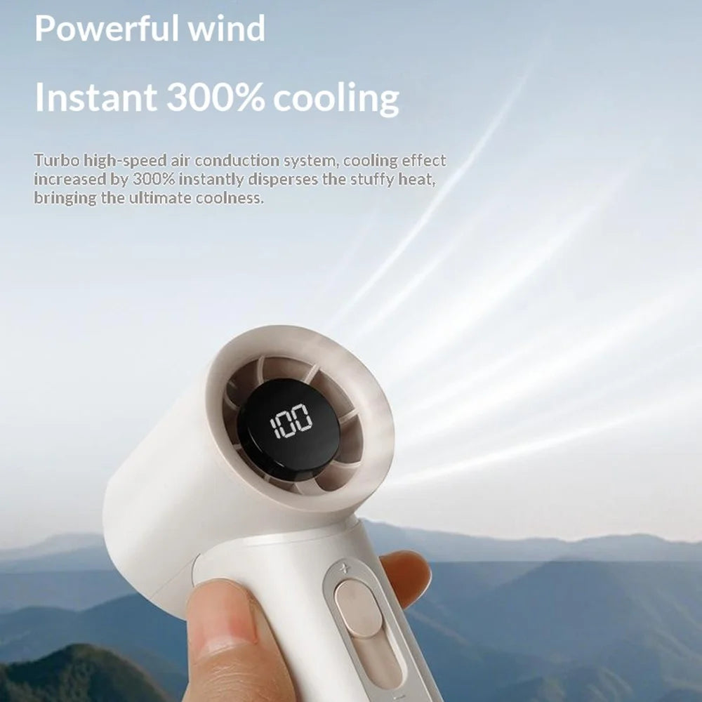 Y60 Handheld Fan Portable 20000RPM Turbo Motor 100-Speed Levels LED Display 1800mAh Mini Fan for Outdoor - Grey - 3