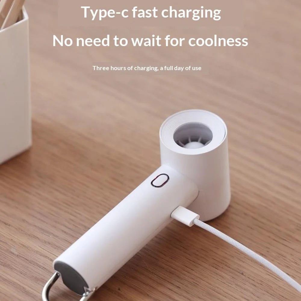 H23 Portable Handheld Fan 2000mAh High Speed Turbine Silent USB-C Charging Mini Fan for Outdoor Travel - Black - 7