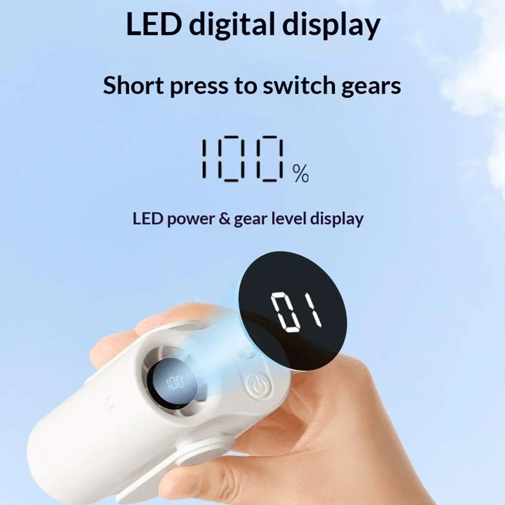 Y30 Waist Fan Portable 3000mAh 5-Speed LED Display Emergency Light Mini Neck Hanging Fan for Outdoor - Black - 2