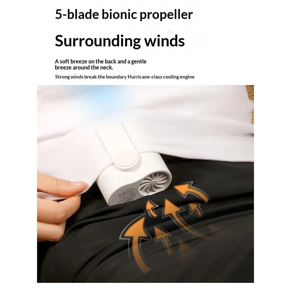 Y30 Waist Fan Portable 3000mAh 5-Speed LED Display Emergency Light Mini Neck Hanging Fan for Outdoor - Black - 6
