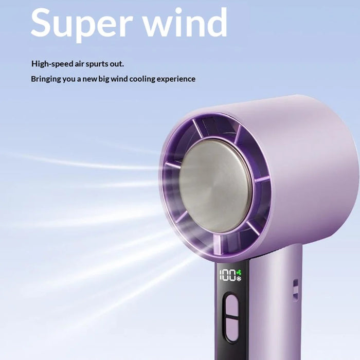 Y58 Handheld Neck Fan Portable 3000mAh 10000RPM Cooling Ice Compress 100-Speed Foldable Fan for Outdoor - Grey - 4