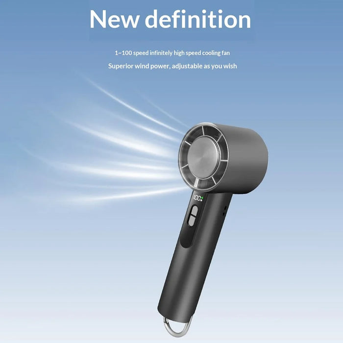 Y58 Handheld Neck Fan Portable 3000mAh 10000RPM Cooling Ice Compress 100-Speed Foldable Fan for Outdoor - Grey - 6