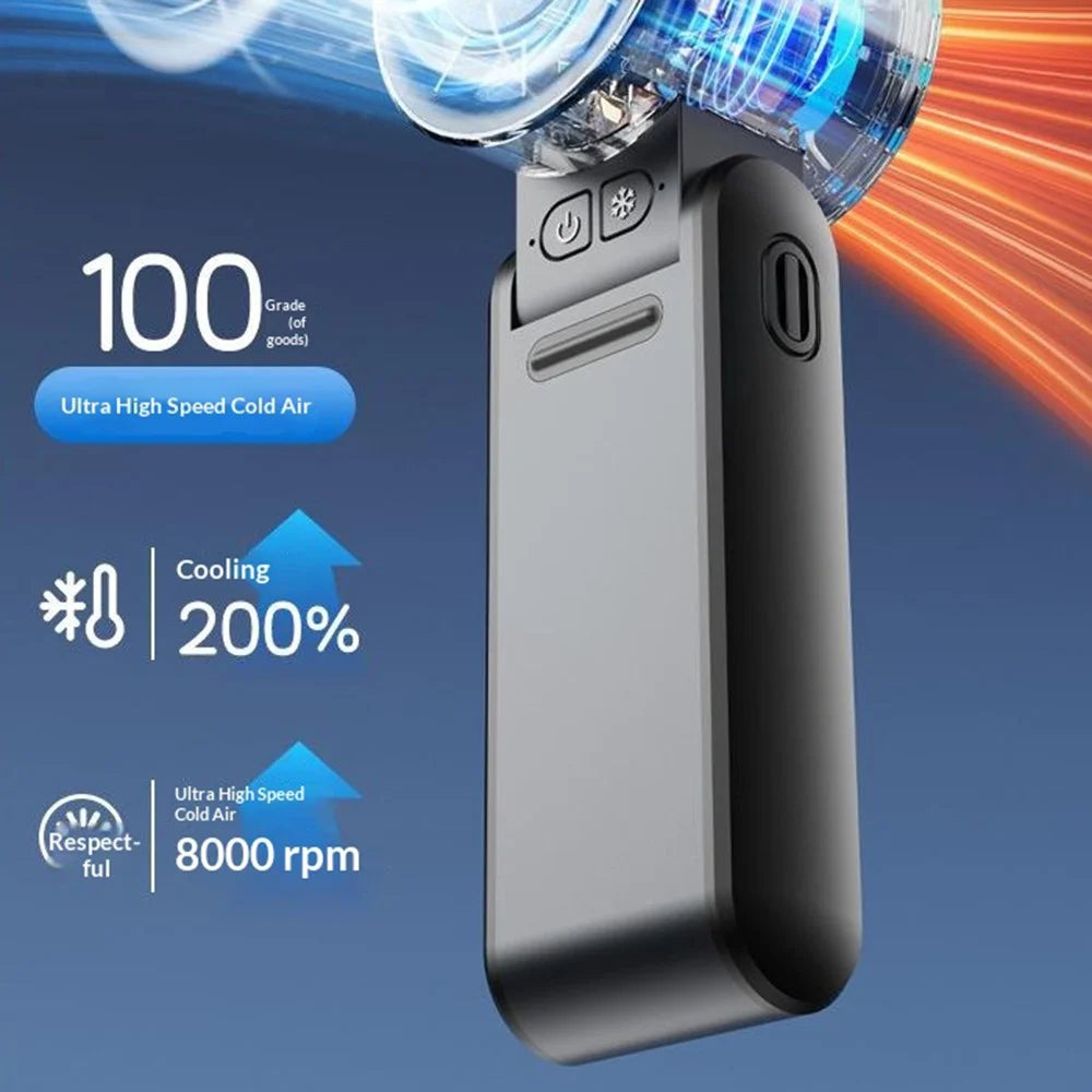 H21 Portable Semiconductor Cooling Fan 4000mAh 8000RPM Silent Handheld Foldable Neck Hanging Desktop Fan - Grey - 4