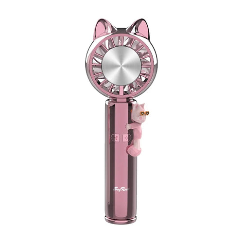 SAYROSE FS-52 Cute Cat Ear Design Handheld Fan 4000mAh 13000RPM Cooling Plate Digital Display Portable Fan - Pink - 1