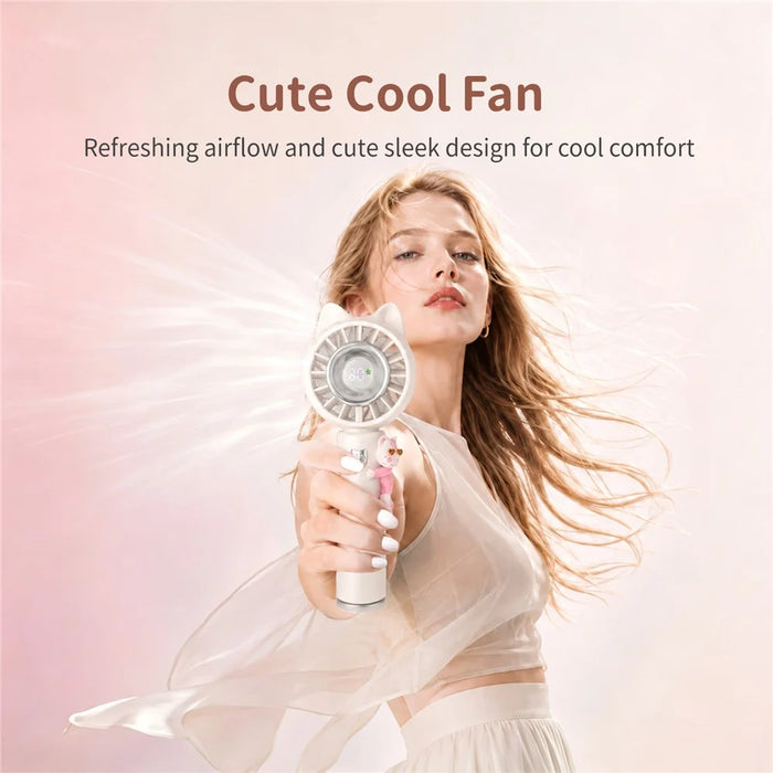 SAYROSE FS-52 Cute Cat Ear Design Handheld Fan 4000mAh 13000RPM Cooling Plate Digital Display Portable Fan - Pink - 5