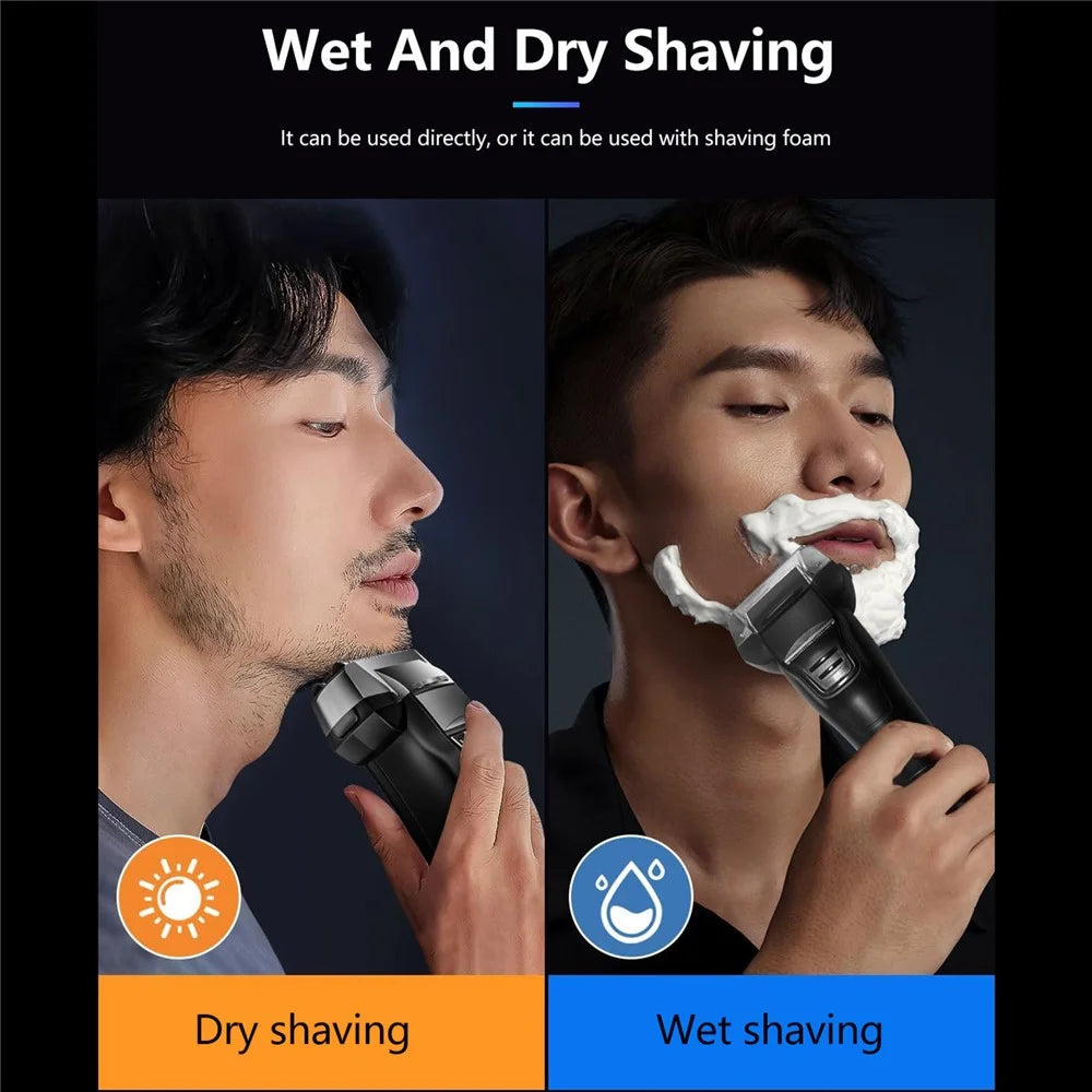 RUNWE Electric Shaver 3D Floating Head IPX6 Waterproof Type-C Fast Charging Razor for Men - 4