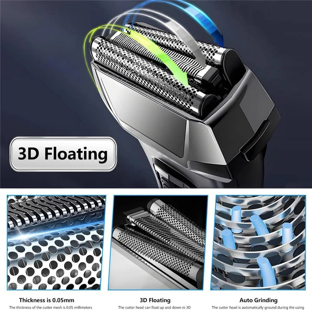 RUNWE Electric Shaver 3D Floating Head IPX6 Waterproof Type-C Fast Charging Razor for Men - 5