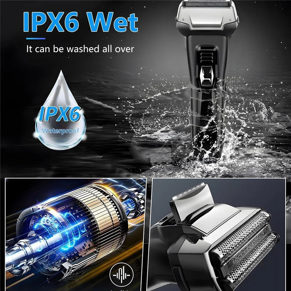 RUNWE Electric Shaver 3D Floating Head IPX6 Waterproof Type-C Fast Charging Razor for Men - 6
