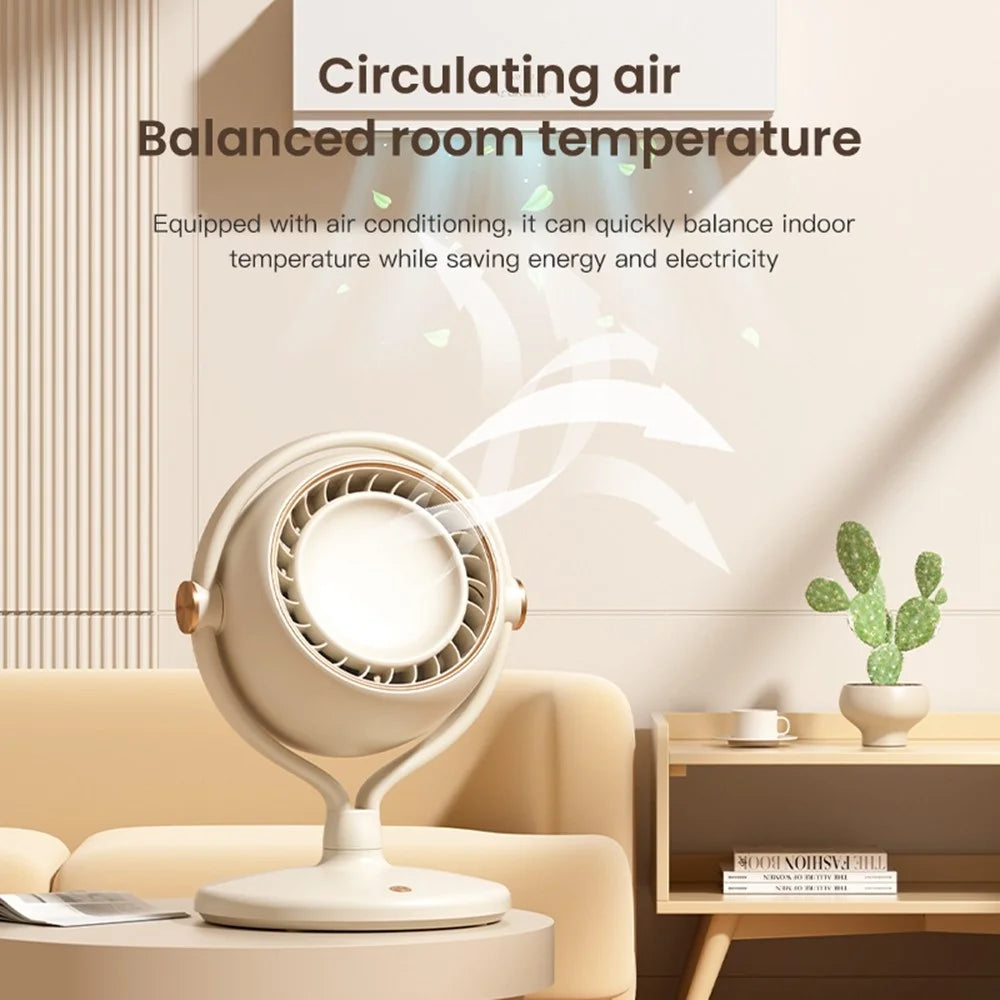 Y-3 Desktop Air Circulation Fan 2400mAh Rechargeable 3 Speed Bladeless Turbo Fan for Office Bedroom - Beige - 5