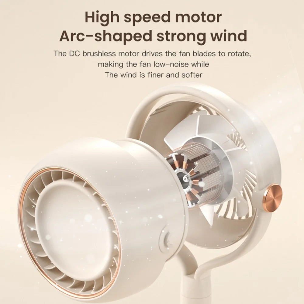 Y-3 Desktop Air Circulation Fan 2400mAh Rechargeable 3 Speed Bladeless Turbo Fan for Office Bedroom - Beige - 6