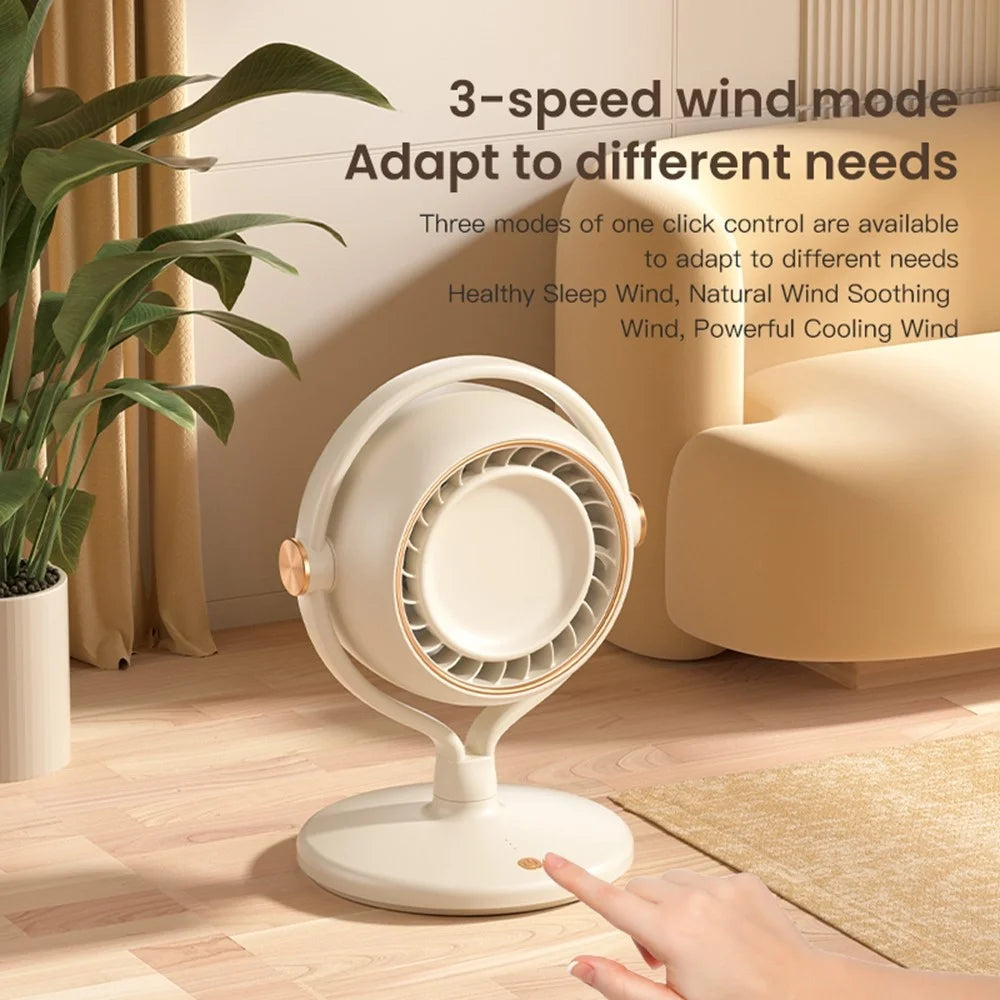 Y-3 Desktop Air Circulation Fan 2400mAh Rechargeable 3 Speed Bladeless Turbo Fan for Office Bedroom - Beige - 7