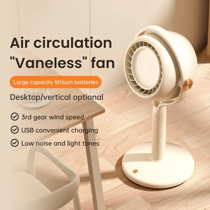 Y-3 Floor Standing Fan USB Rechargeable 3 Speed Bladeless Turbo Air Circulation Fan for Bedroom Office - Beige - 2