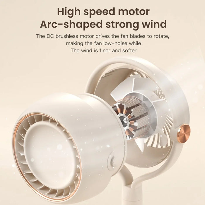 Y-3 Floor Standing Fan USB Rechargeable 3 Speed Bladeless Turbo Air Circulation Fan for Bedroom Office - Beige - 4