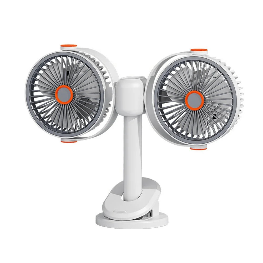 S19 Portable Dual Head Clip Fan 5V 5W Wall Mount Desktop Fan for Office Car Camping - 1