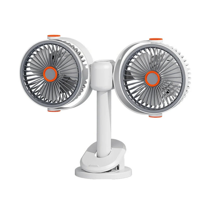 S19 Portable Dual Head Clip Fan 5V 5W Wall Mount Desktop Fan for Office Car Camping - 1