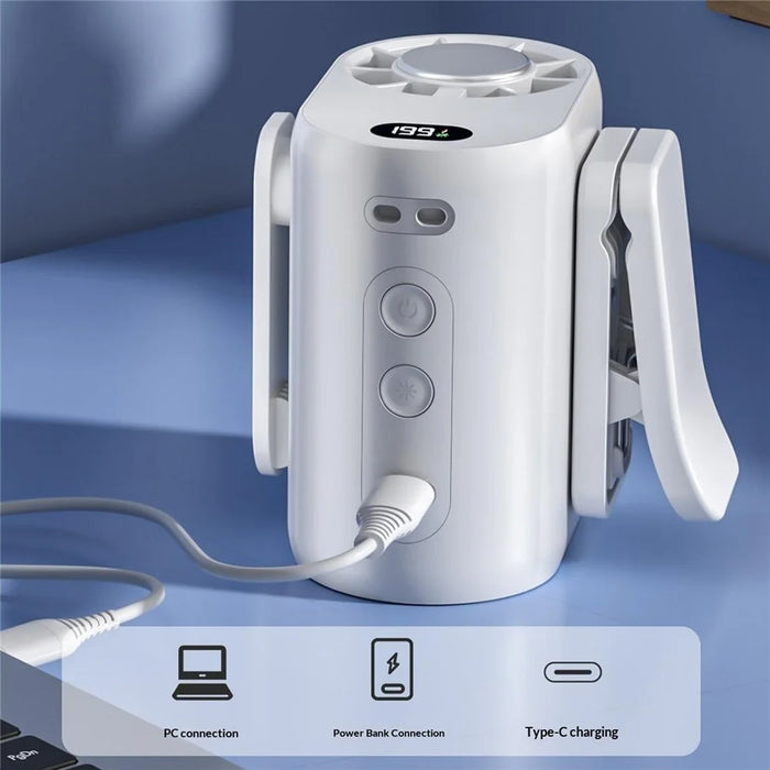 F-070 Portable Waist Fan Semiconductor Cooling 5-Speed Mini Fan for Outdoor Work - White - 3