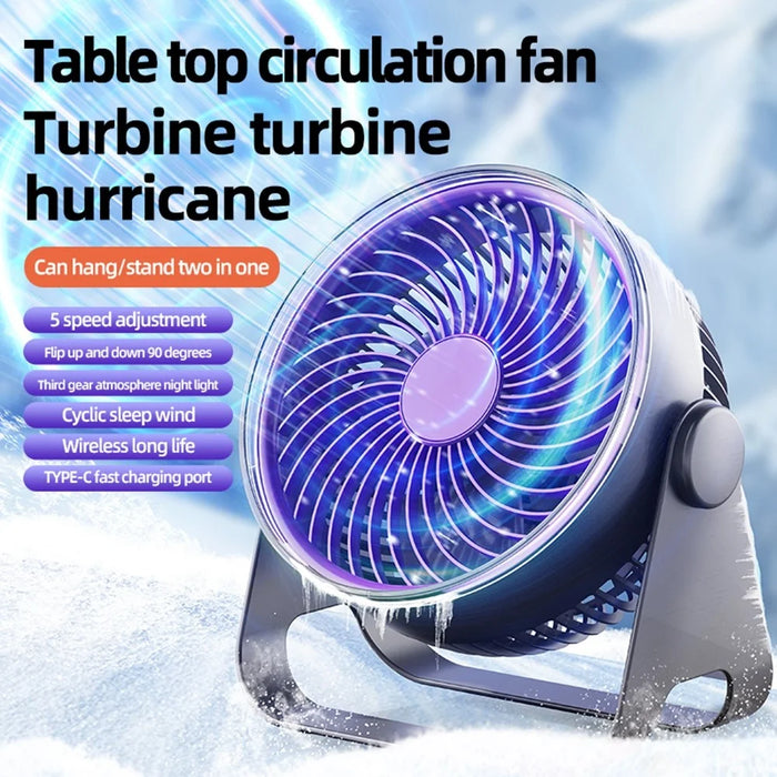 Z2 5-Speed Portable Circulation Desk Fan 1200mAh Type-C Rechargeable Cooling Fan - Grey - 4