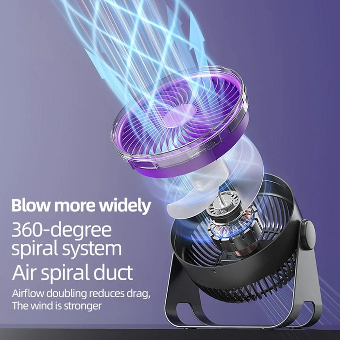 Z2 5-Speed Portable Circulation Desk Fan 1200mAh Type-C Rechargeable Cooling Fan - Grey - 6
