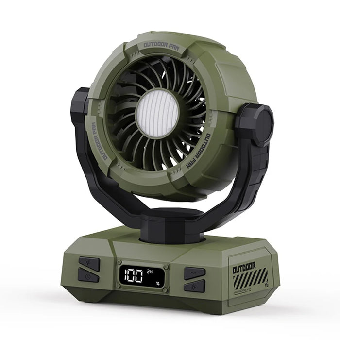 Y7 Portable Camping Fan with LED Light 100-Speed Adjustable Cooling Fan with Remote Control for Tent Fishing - Green - 1