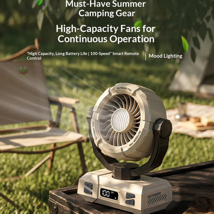 Y7 Portable Camping Fan with LED Light 100-Speed Adjustable Cooling Fan with Remote Control for Tent Fishing - Green - 2